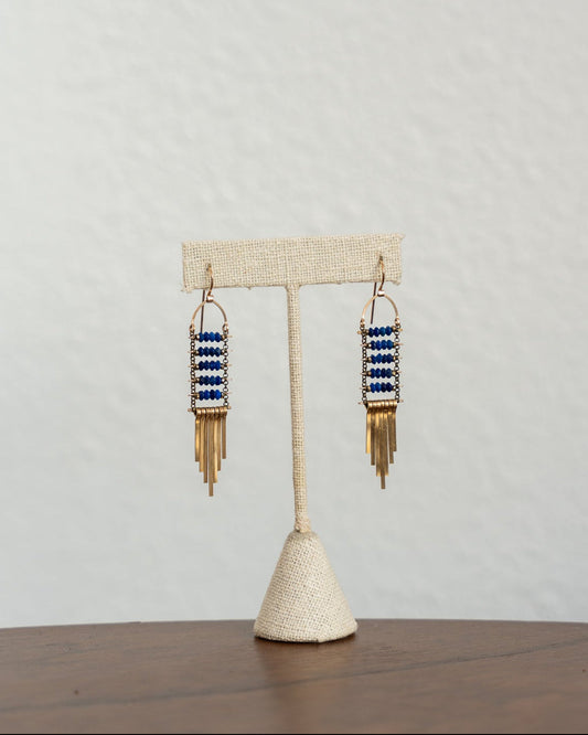 Lapis, Pyrite Minima Earrings