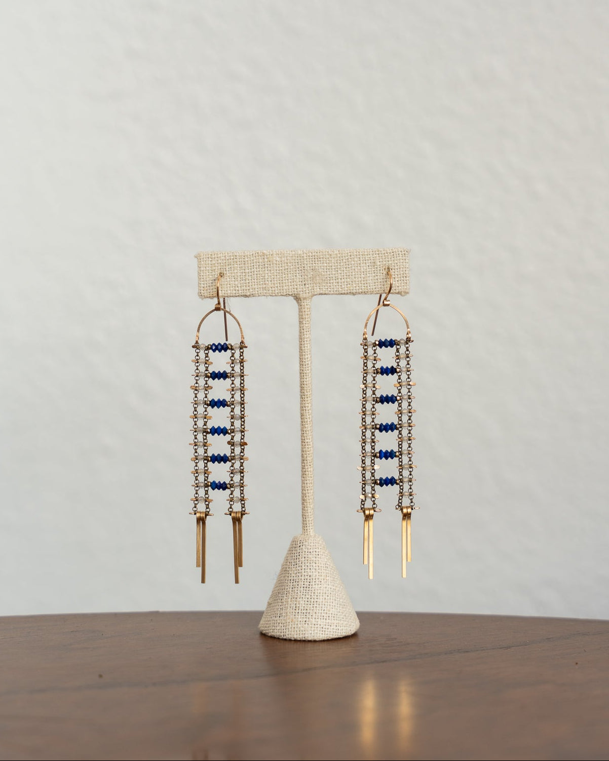 Lapis, Labradorite, Pyrite Ladder Earrings