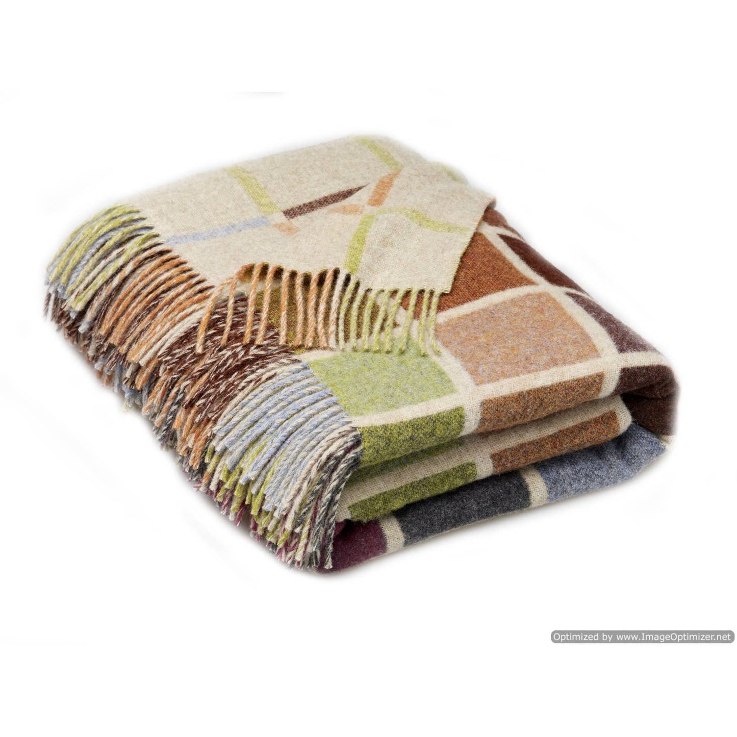 Multiblock Geometric Beige Lambswool Throw Blanket