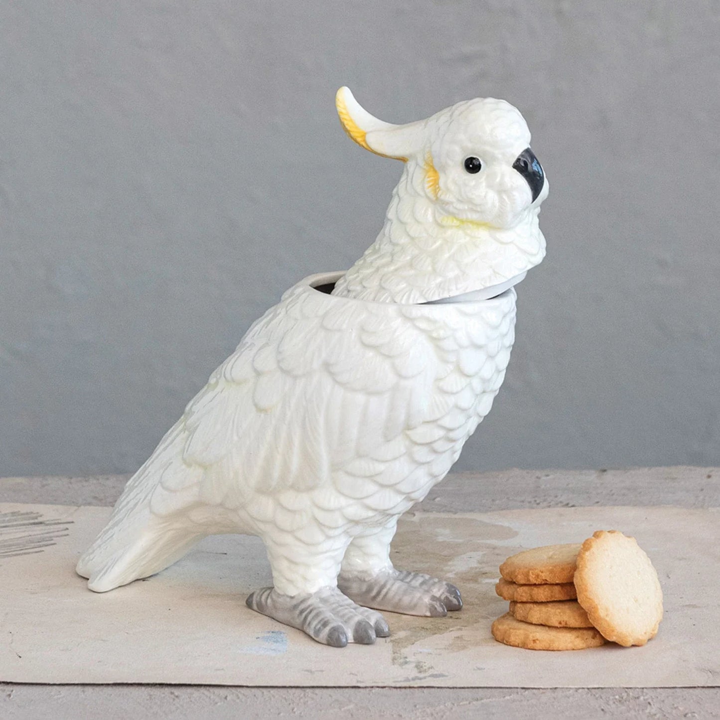 Ceramic Cockatoo Shaped Cookie Jar w/ Lid