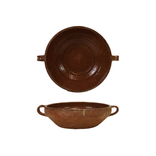 Brown Handmade Terra-cotta Bowl with Handles