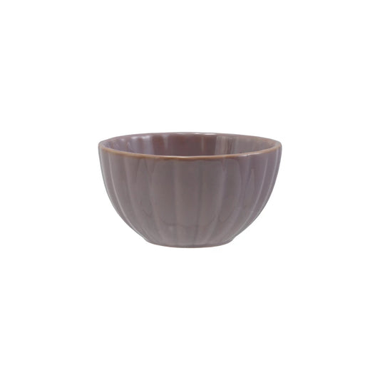 Lavender Stoneware Ribbed Bowl, Reactive Glaze