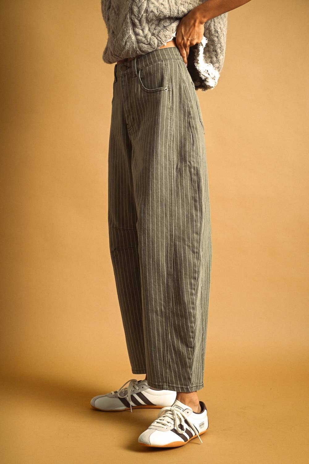 Pinstriped Barrel Pants - 2 colors