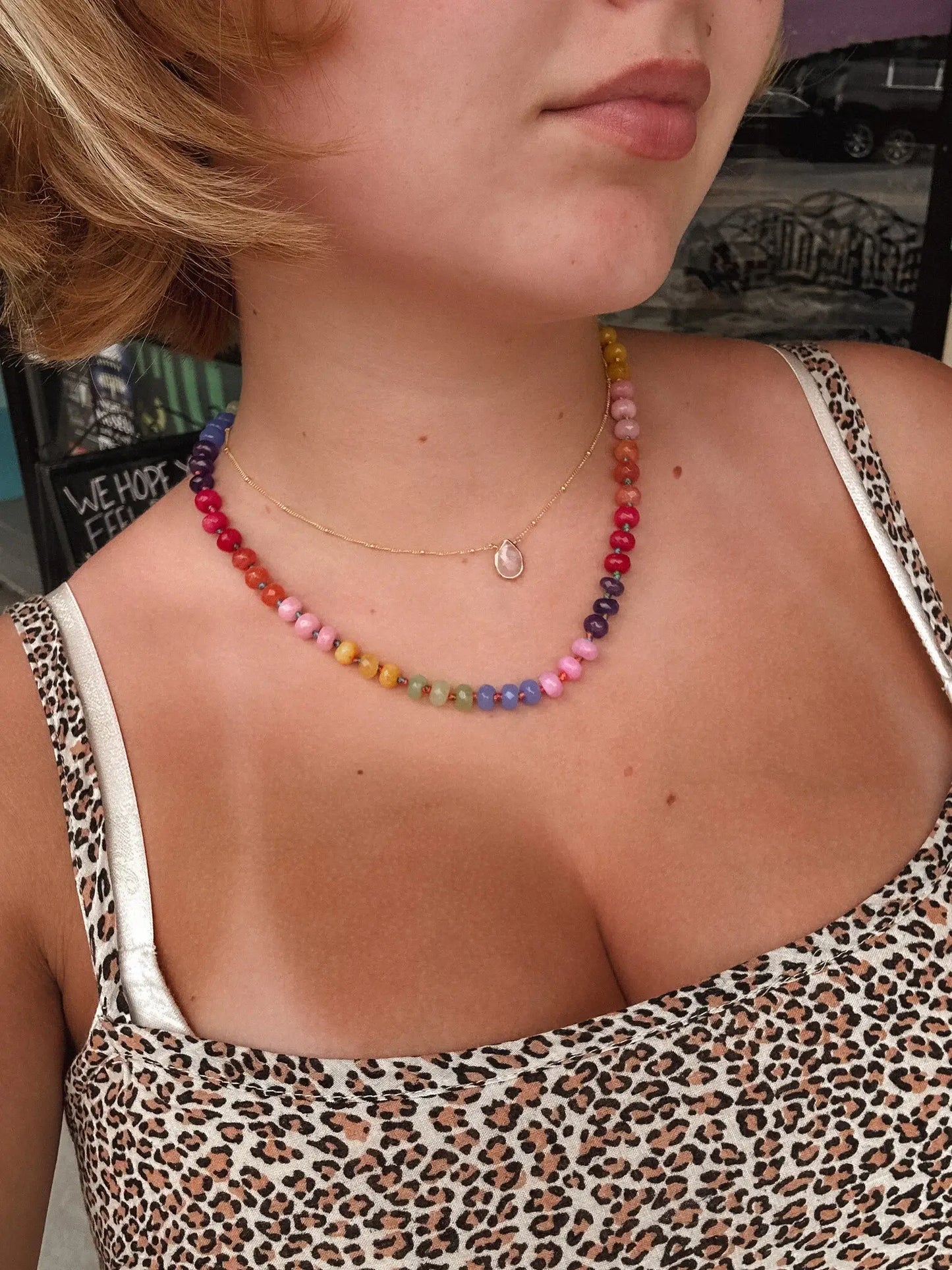 Rainbow Agate Candy Necklace