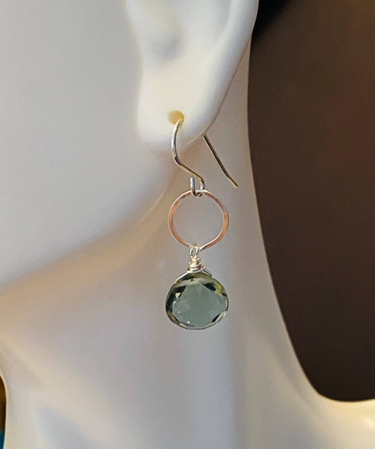 Green Amethyst Sterling Silver Earring