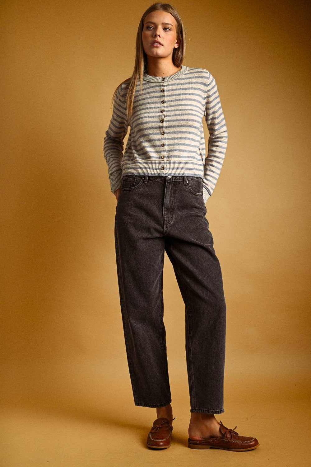 Olive Striped Cardigan