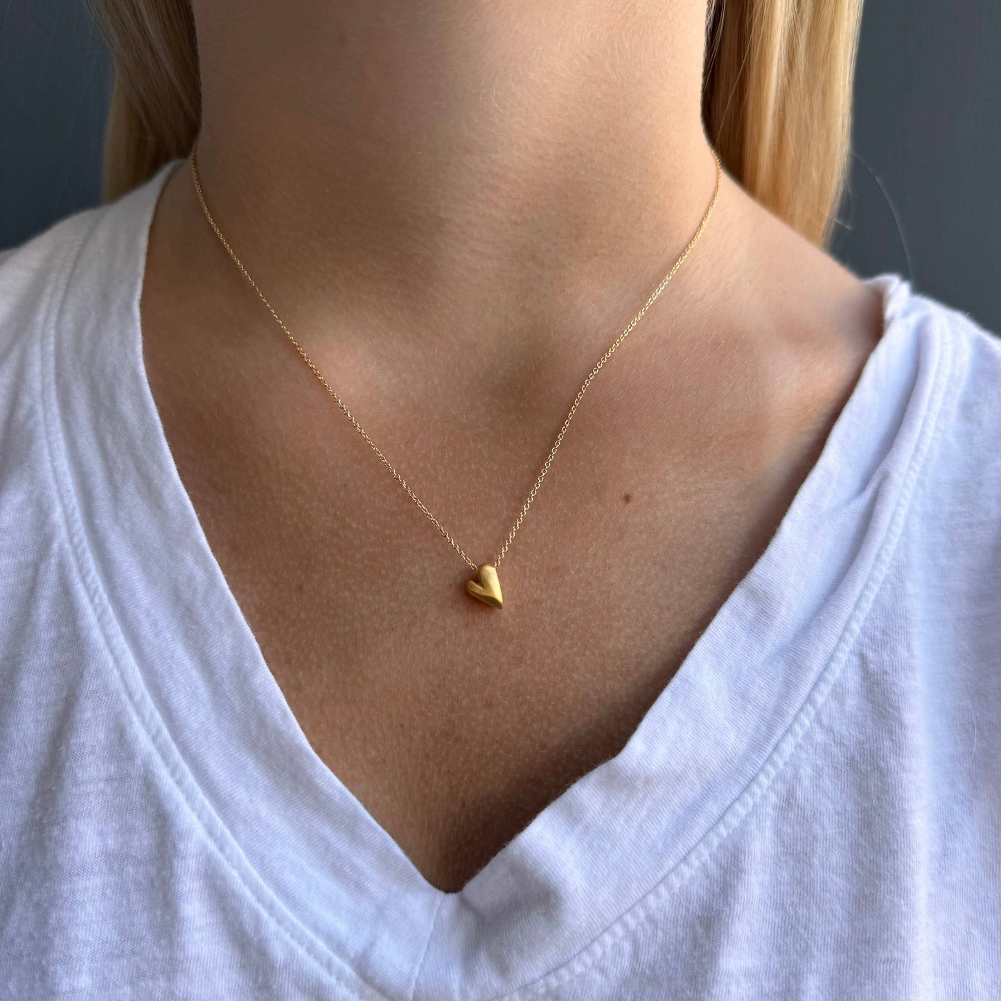 Tiny Heart Necklace in Silver or Vermeil