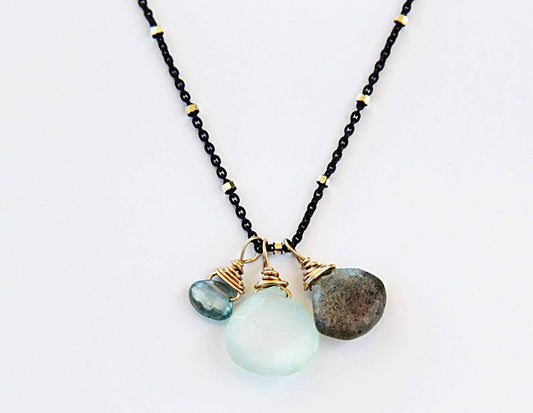 Blue Topaz, Chalcedony and Labradorite Necklace