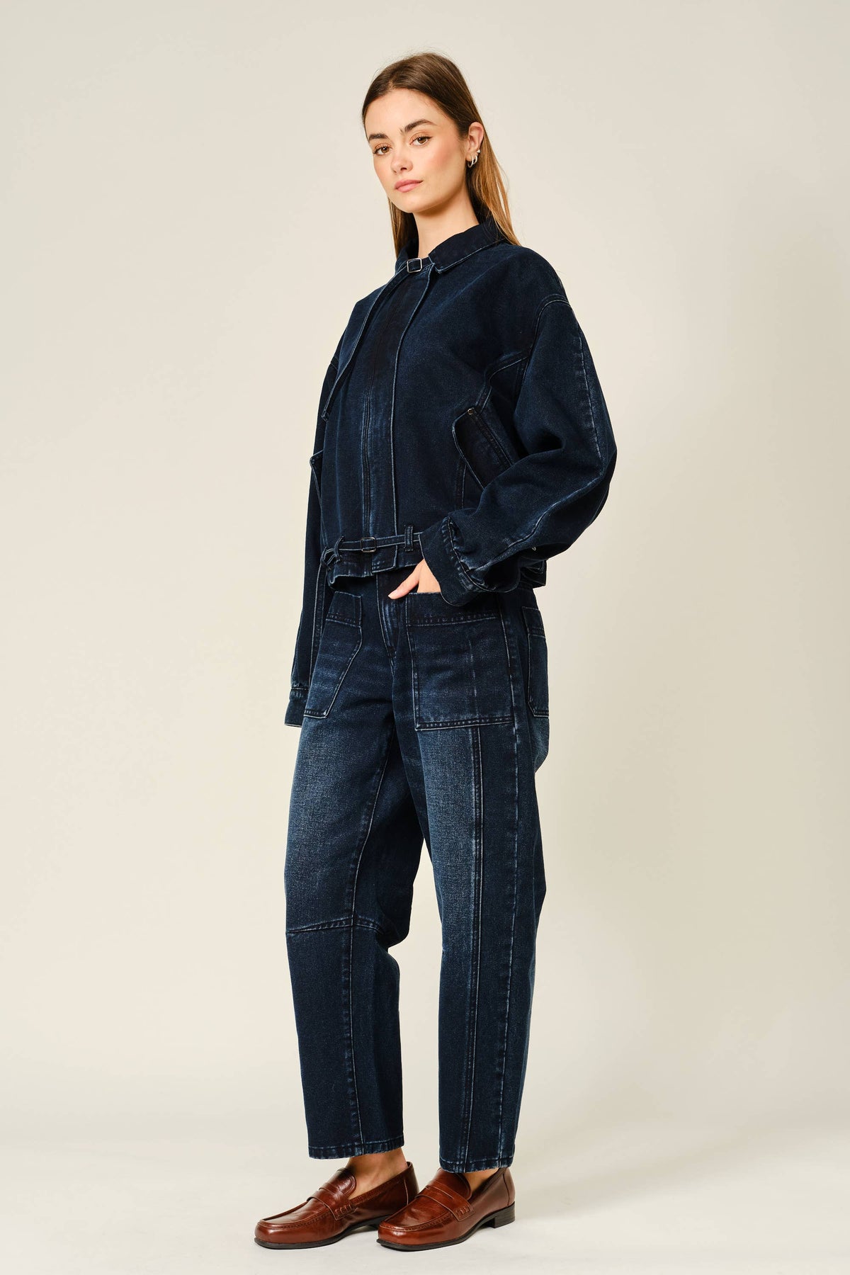 Dark Wash Barrel Jeans