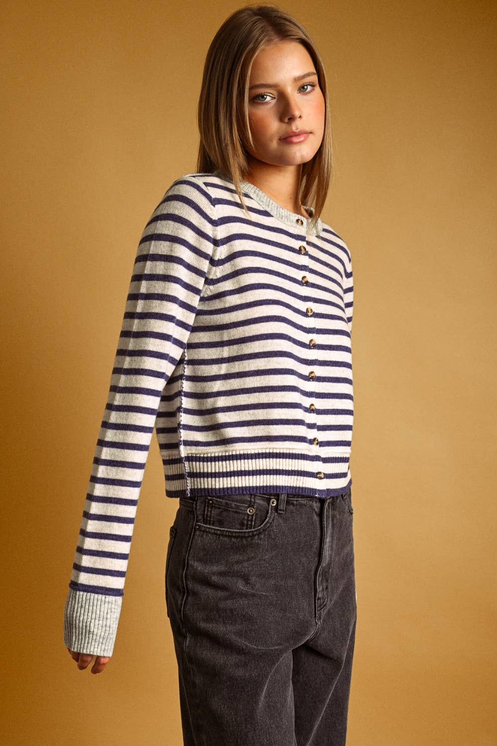 Olive Striped Cardigan
