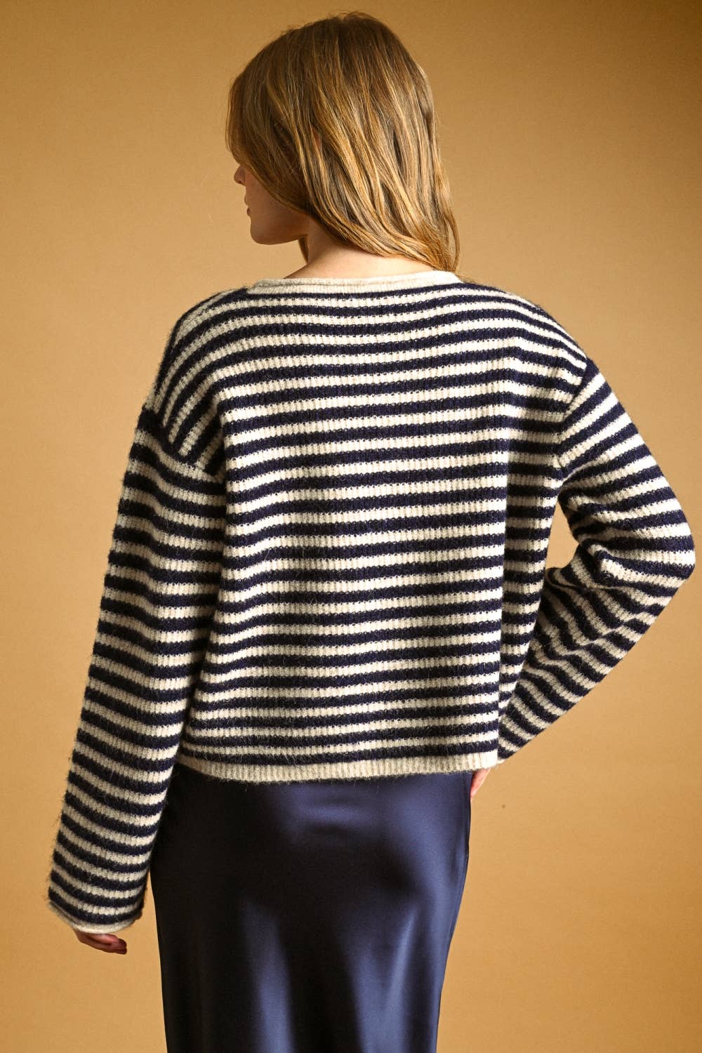 Striped button front cardigan