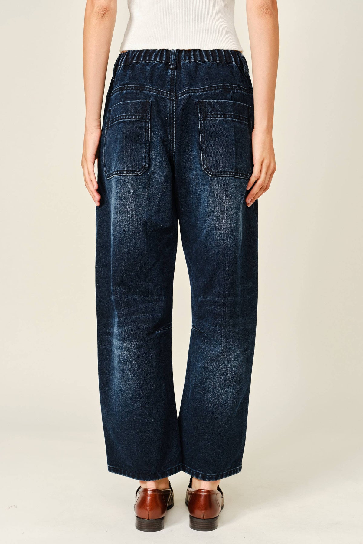 Dark Wash Barrel Jeans