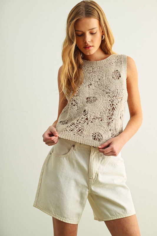 Floral Pattern Knit Top