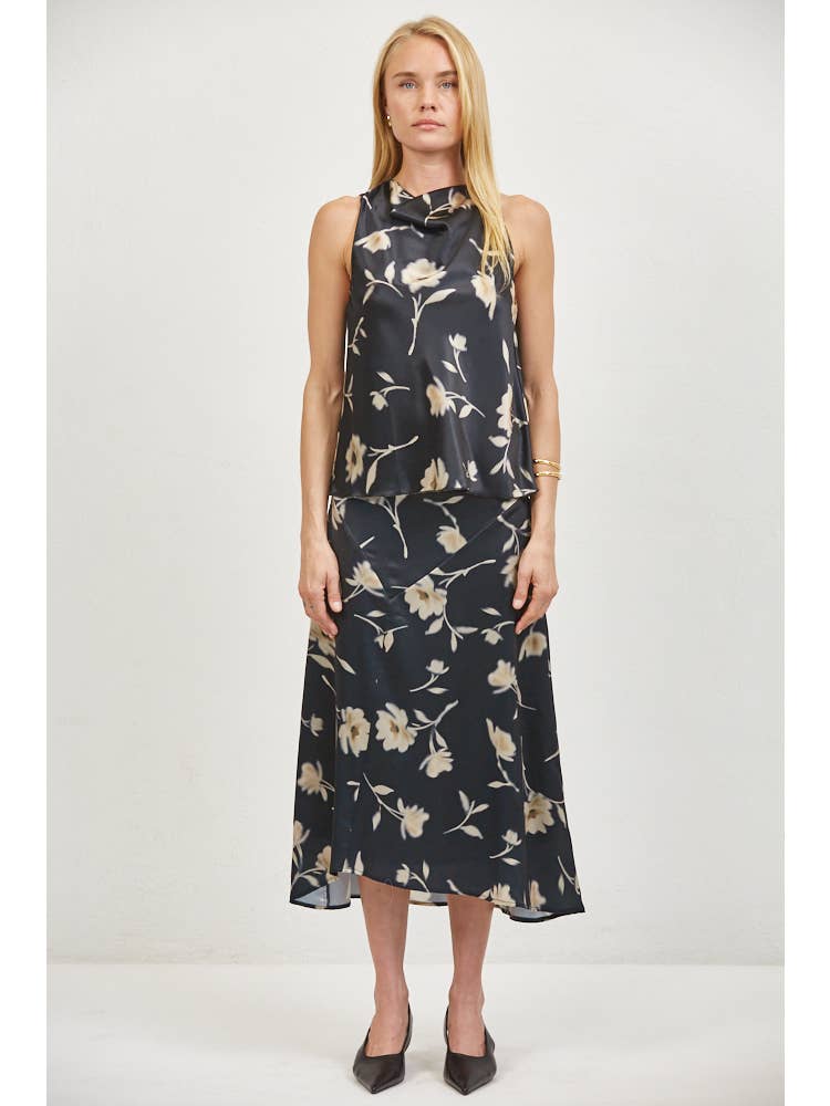 Black Floral Skirt