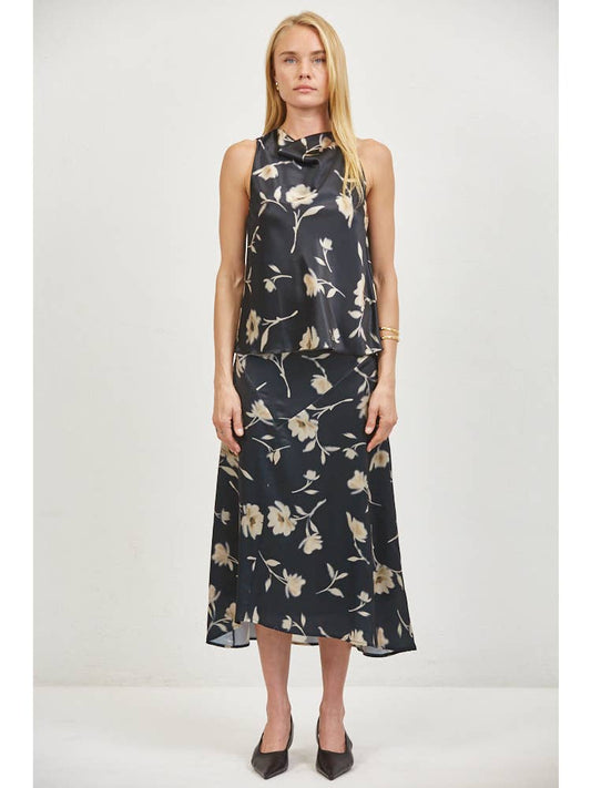 Black Floral Skirt
