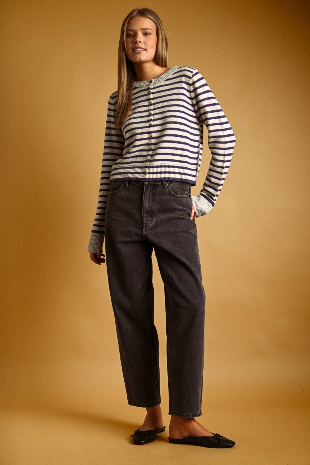 Olive Striped Cardigan