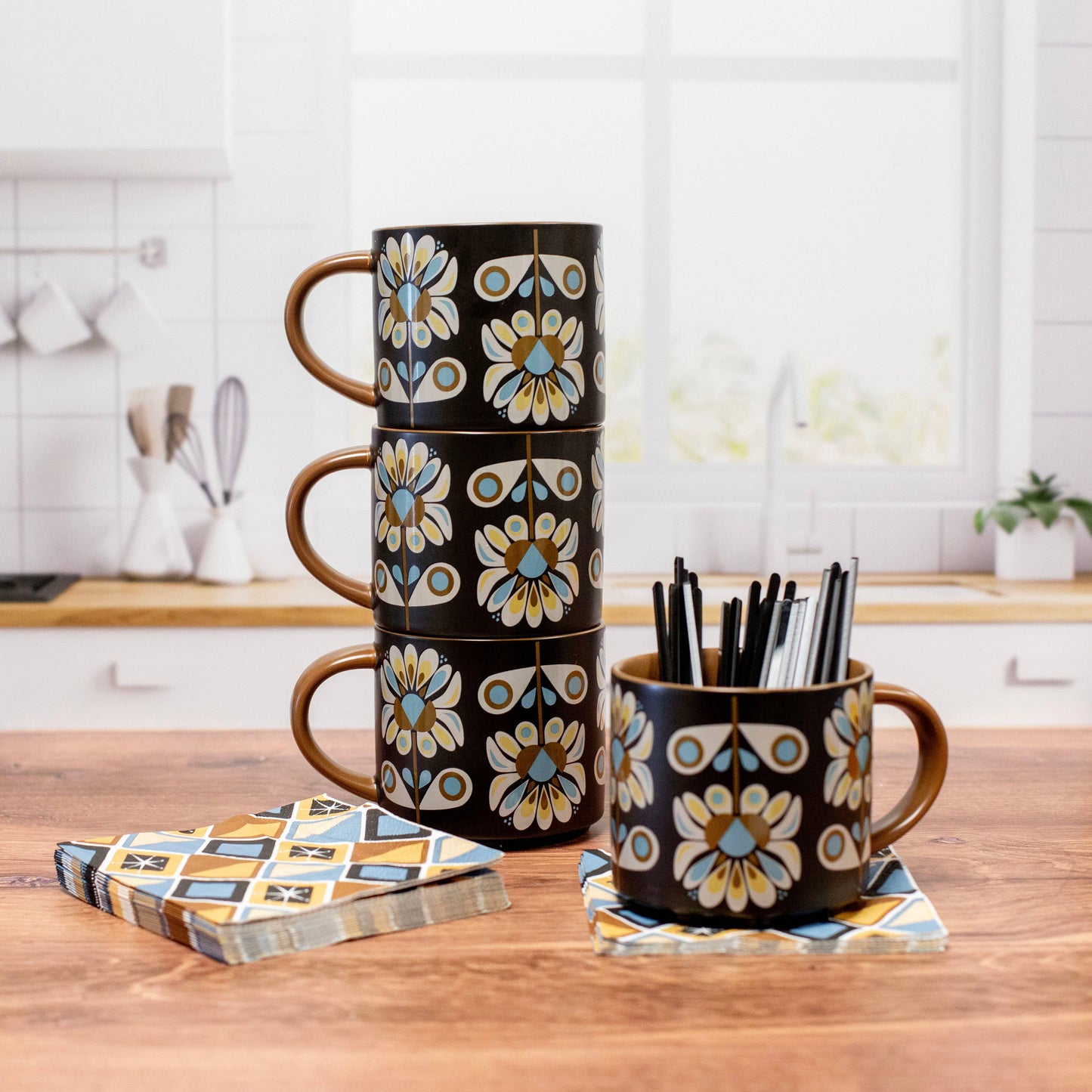 Black and Blue Petals Mug