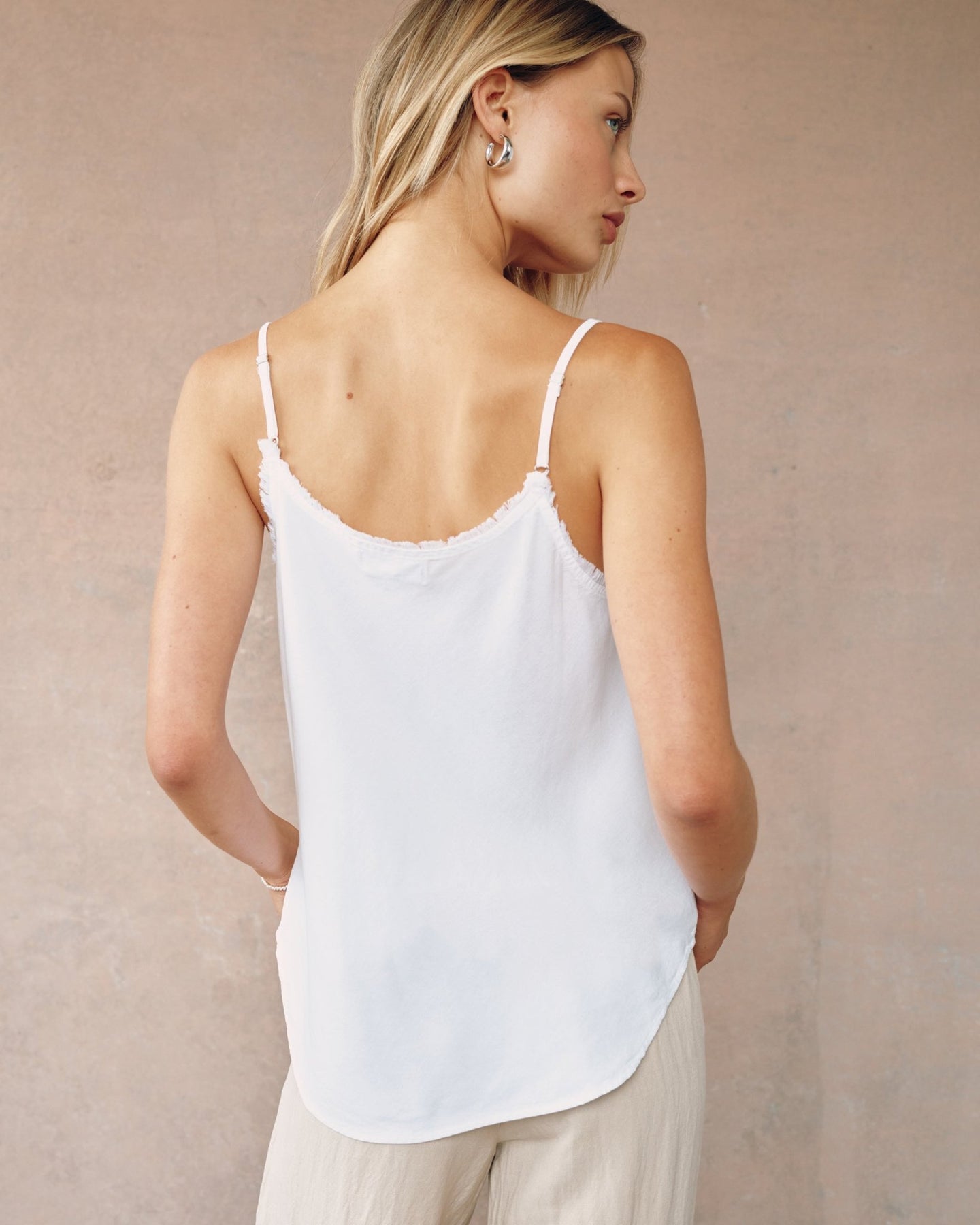 Frayed Tencel Cami - White