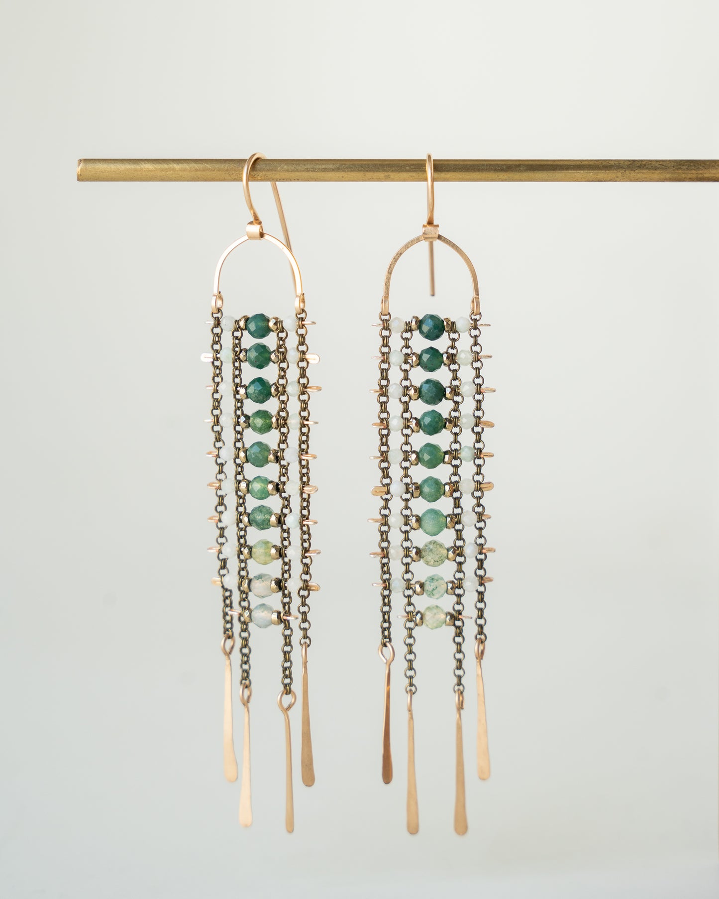 Green Jasper, Pyrite Sky Dancer Earrings