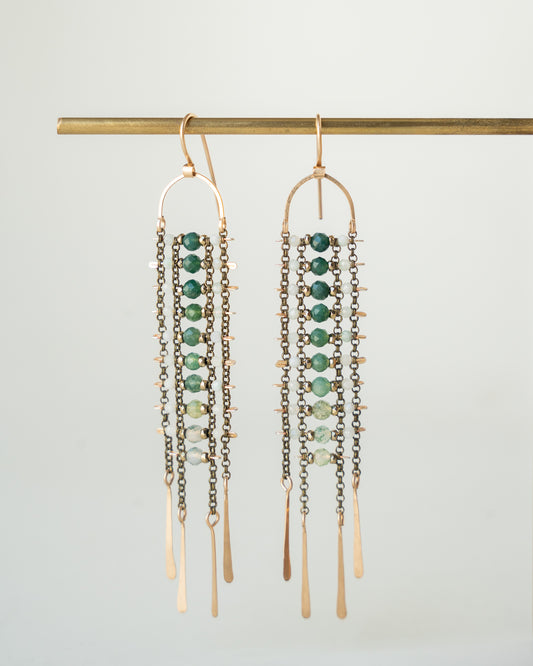 Green Jasper, Pyrite Sky Dancer Earrings