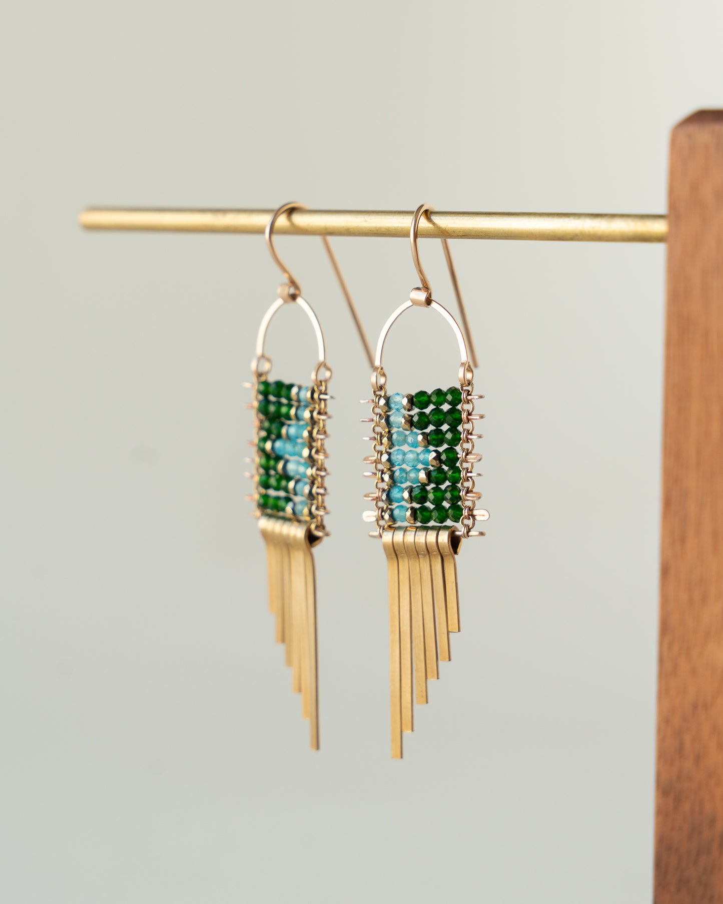 Green Onyx, Aquamarine Minima Earrings