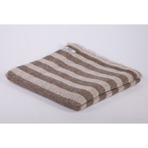 Brown Herringbone Wide Stripe Design Cashmere Blanket
