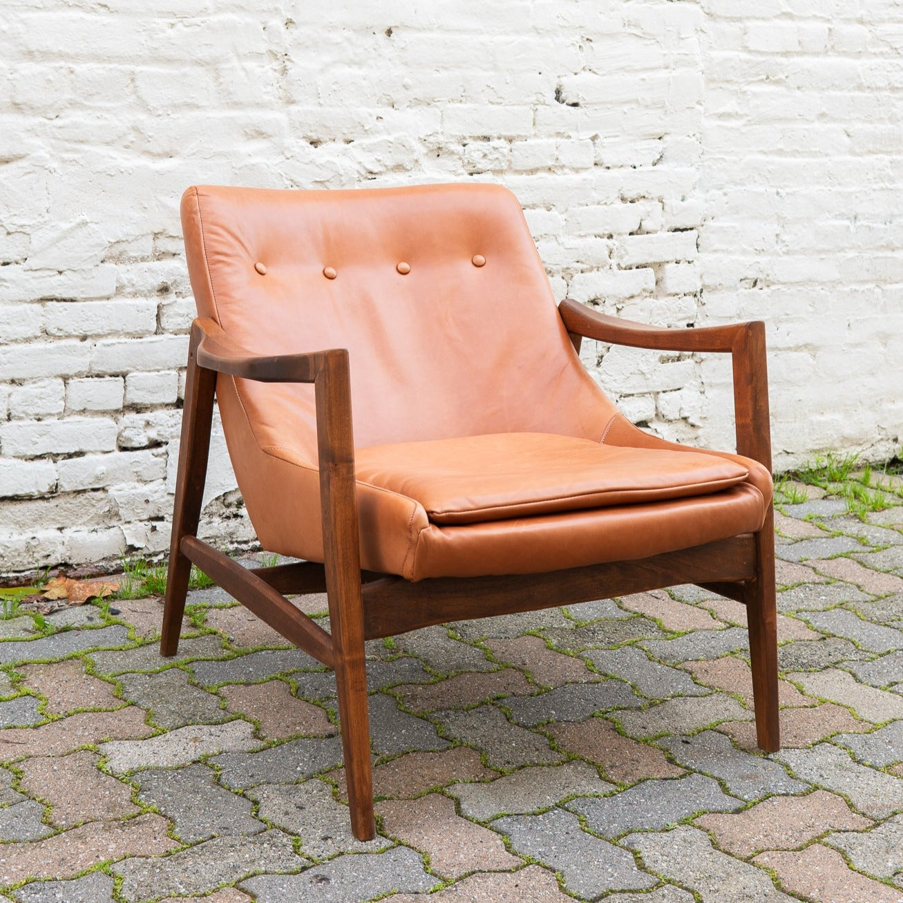 Leather Mid-Century Style Lounge Chairs