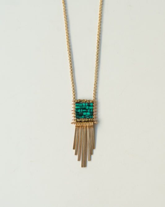 Malachite, Brass Minima Necklace