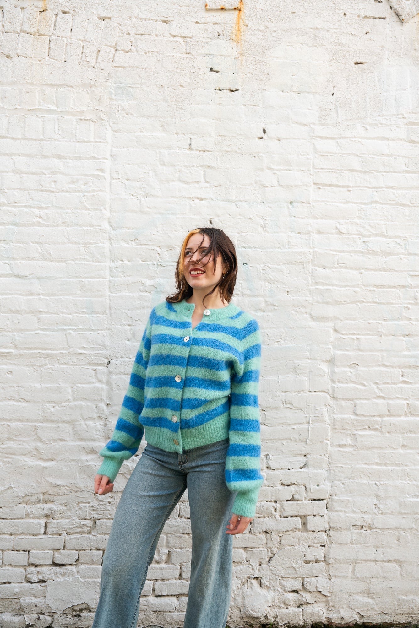 Azur Stripe Buttoned Cardigan