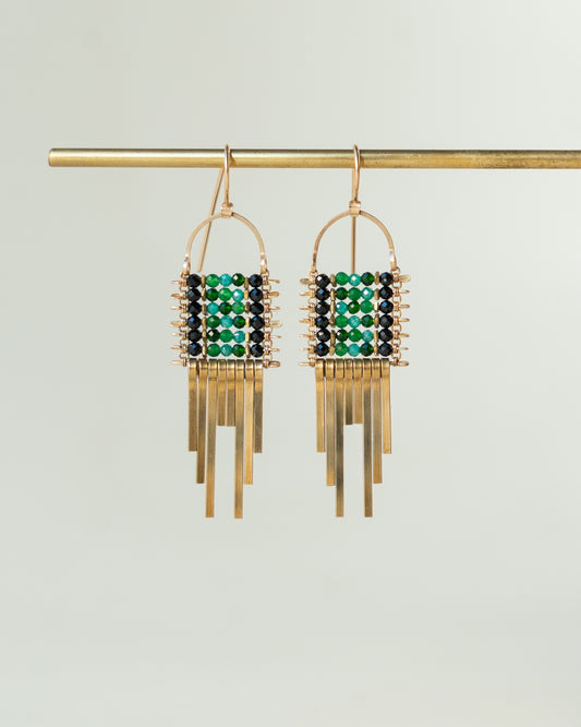 Spinel, Chalcedony, Brass Minima Earrings