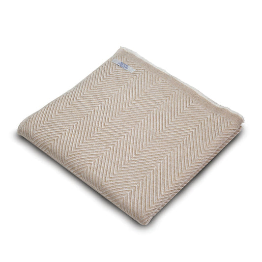 Tan Herringbone Cashmere Blanket