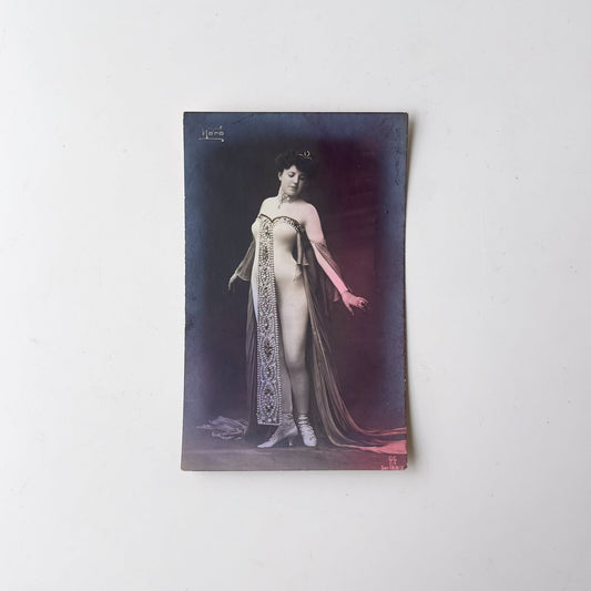 Mlle Hero Tinted Vintage Postcard - Arms Stretched