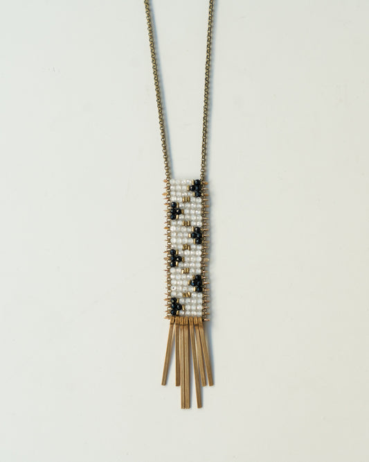 Quartz and Spinel Brass Tapestry Necklace
