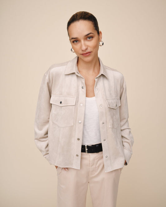 Panna Cotta Seamed Pocket Shacket