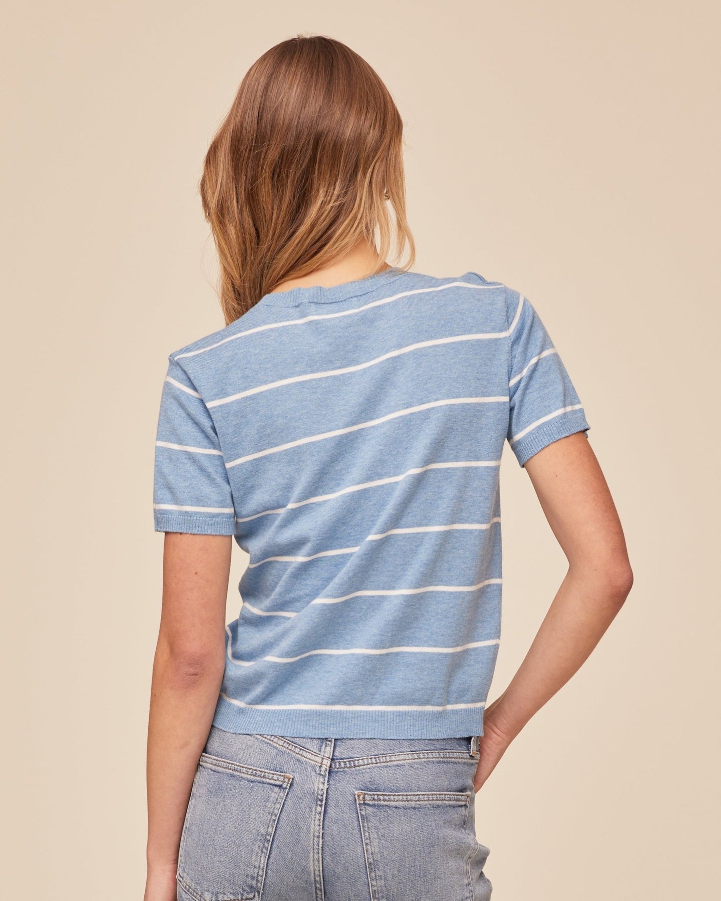 Sailor Stripe Short Sleeve Crew Neck Knit Top
