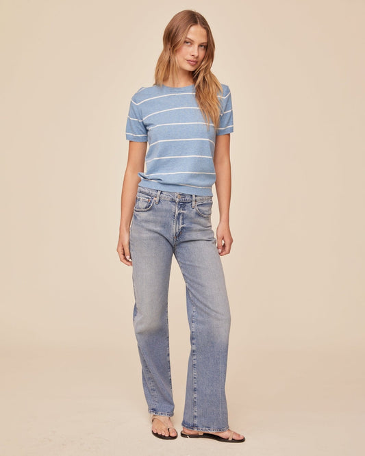 Sailor Stripe Short Sleeve Crew Neck Knit Top