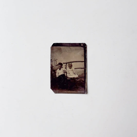 Tintype Portrait of Young Siblings