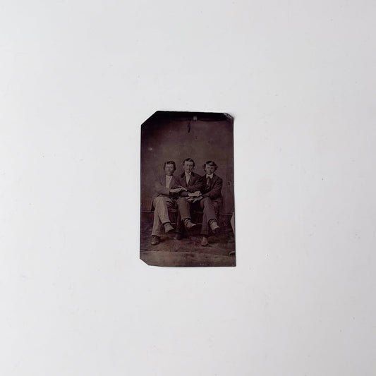 Tintype Portrait of Three Men Linking Arms